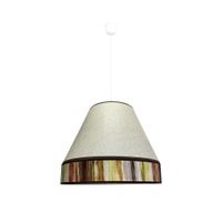 lampara colgante natural artesanal de tela y saco con forma de cono