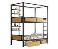 litera infantil de metal y mdf 90x200cm con 1 cajonnegronatural