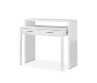 mesa de escritorio extensible con 2 cajones en blanco artik 985x36-66 cm bureau blanco artik blanco mate 985 x 875 x 36r66 cm