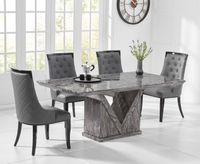 mocha 160cm grey marble dining table with angelica chairs