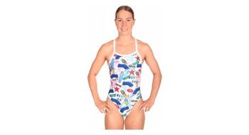 Banador de playa mako aumakua venice para mujer blanco   multicolor