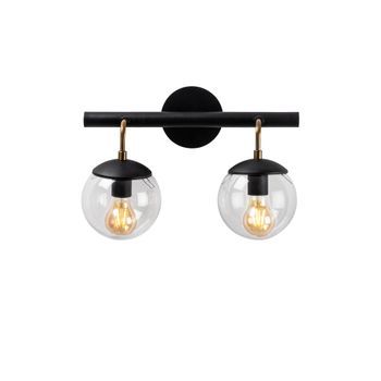 Lámpara De Pared Gondol-3012 Negro Metal Vidrio 41x20x28 Cm
