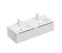 mueble doble lavabo encastrado 120cm 2 cajones livia blanco y madera