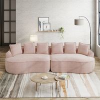 sofa modular de 4 plazas chenilla espuma sin marco asientos profundos no requiere montaje color rosa