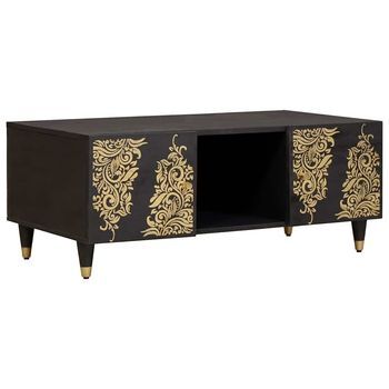 Mesa De Café Negro 100 X 54 X 40 Cm Madera De Mango Maciza Vidaxl