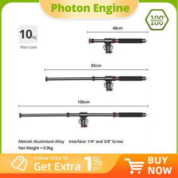 Trípode de aleación de aluminio AMBITFUL GM104 con barra transversal extensible, longitud ajustable de 48 a 106 cm, compatible con cámaras Sony, Canon, Fuji, Nikon y teléfonos móviles.