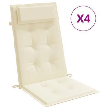 Cojines De Silla Respaldo Alto 4 Uds Tela Oxford Color Crema Vidaxl