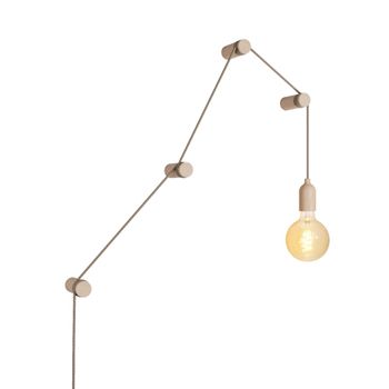 Lámpara modular enchufable de madera con bombilla