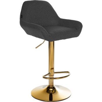 Taburete De Bar Braga En Tela Con Marco Dorado Negro 52x51x89 Cm Clp