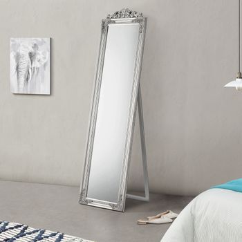 Espejo De Pie Arezzo Estilo Barroco Inclinable Eucalipto 160x40 Cm Plateado [en.casa]