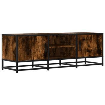 Mueble Tv Metal Y Madera Ingeniería Roble Humo 120x35x41 Cm