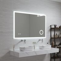 espejo de pared con led scafa para bano ip65 con antivaho y lupa aluminio 70 x 100 x 3 cm - blanco protec