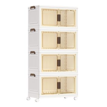 Cajas de almacenaje 4 niveles con ruedas de plástico blanco