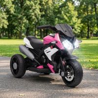 moto electrica infantil con 3 ruedas musica y faro led rosa homcom