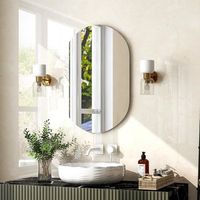 espejo de pared led ovalado retroiluminado y ajustable en intensidad costway 80 x 50 x 3 cm