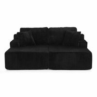 sofa cama relax 2 plazas - sillon lounge de tejido de pana suave con bolsillo lateral para revistas portavasos y cojines - negro
