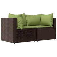 2 uds sofas esquina jardin  sofa de exterior con cojines ratan sintetico marron