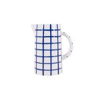 jarra de ceramica a cuadros azulblanco 20 cm
