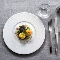plato de presentacion x6 porcelana blanco