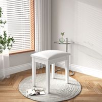 taburete moderno - mueble para dormitorio - madera maciza y pu - blanco 43x33x45cm