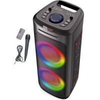 altavoces inovalley karaoke bluetooth 1000w con cd usb y luces rgb