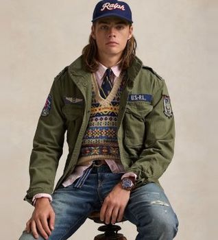 Polo Ralph Lauren para hombre. 710961616001 Chaqueta Iconic Field verde (S), Casual, Algodón