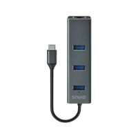 hub usb-c savio savak-57 aluminio 3x usb 31 1x rj45 5gbps negrogris