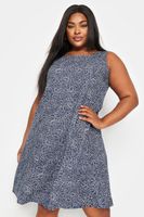 yours vestido azul marino estampado sin mangas mujer curvy y tallas grandes yours