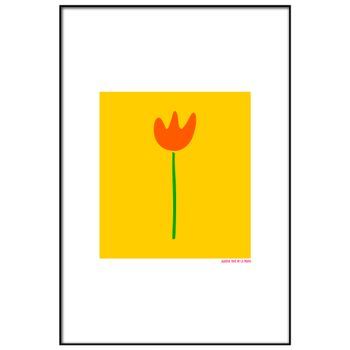 Panorama Cuadro Enmarcado Agatha Ruiz De La Prada Tulipán Fondo Amarillo 50x70 Cm