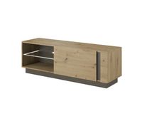 mueble de tv arcade mide 46x139x40 cm y tiene 3 estantes 1 puerta e iluminacion led