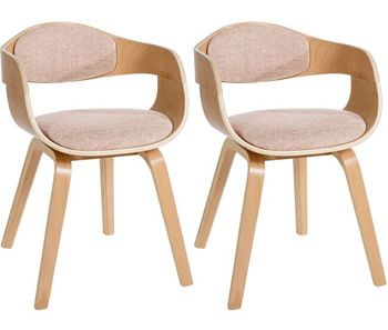 Set de 2 sillas de comedor kingston de tela y madera natural/crema 46x49x73 cm