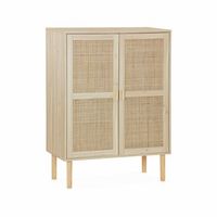aparador de efecto cana y madera con 2 puertas 80cm natural
