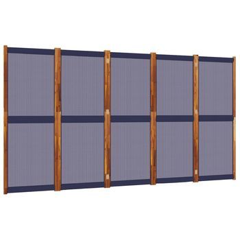 Biombo Divisor De 5 Paneles Azul Oscuro 350x180 Cm Vidaxl