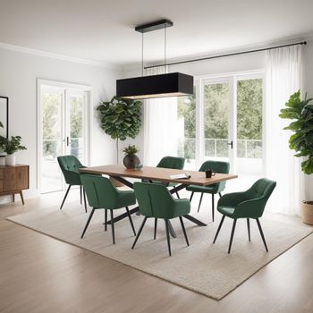 Silla de comedor, efecto terciopelo, 58 x 62 x 82 cm verde/negro