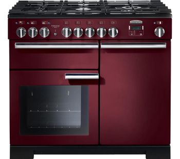 RANGEMASTER Professional Deluxe 100 Dual Fuel Range Cooker - Cranberry & Chrome, Cranberry