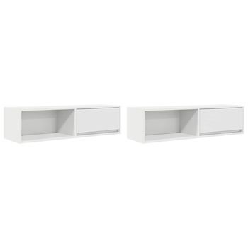 Muebles De Tv 2 Uds | Mueble De Salón | Mesa De Tv Blanco 100x31x25,5 Cm Madera De Ingeniería