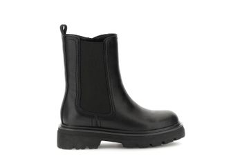 botines de piel recubierta con elástico y cremallera black