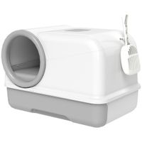 pawhut arenero cerrado xl para gatos con tapa y pala 59x395x395 cm gris claro   aosom espana