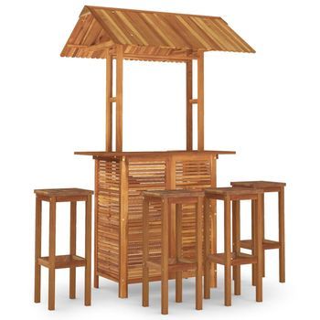 Juego Muebles De Bar De Jardín 5 Pzas Madera Maciza De Acacia Vidaxl