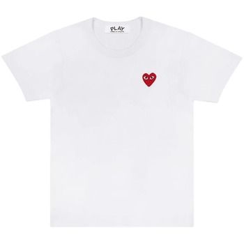 Comme Des Garcons Tops y Camisetas PLAY T-Shirt Emblème Rouge Tricoté White para mujer