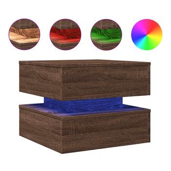 Mesa De Centro Con Luces Led Marrón Roble 50x50x40 Cm Vidaxl
