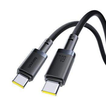 Cable Baseus PD60W Type-C a Type-C, carga rápida PD3.0, transmisión de datos, núcleo de cobre estañado, longitud de 0.25