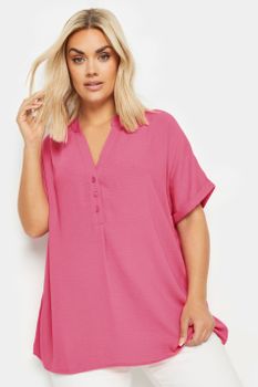 Yours Blusa Rosa Escote De Muesca, Mujer Curvy Y Tallas Grandes, Yours