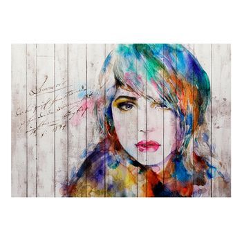 Papel Pintado 3d - Retrato En Madera (150x105 Cm)