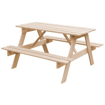 Mesa De Picnic Infantil - 90x90xa50 Cm -para Exterior O Interior- Set Infantil De Mesa Y Bancos De Madera Timbela M018-1
