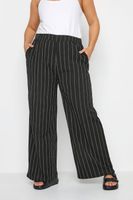 yours pantalones anchos negros raya diplomatica con textura mujer curvy y tallas grandes yours