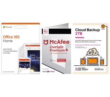 MCAFEE LiveSafe Premium 2020, Microsoft Office 365 Home & Knowhow 2 TB Cloud Backup Bundle