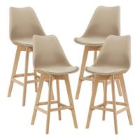 juego de taburetes de bar lublin - 105 x 48 x 58 cm - set de 4 x taburetes de cocina de diseno - asiento acolchado - patas de madera haya - beige encasa