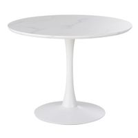 mesa de comedor redonda efecto marmol blanco o100 cm