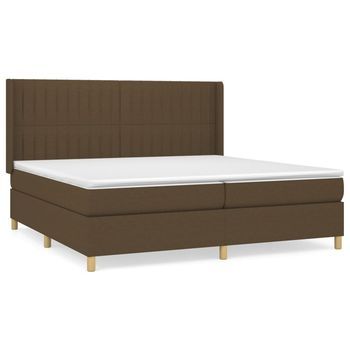 Cama Box Spring Con Colchón Tela Marrón Oscuro 200x200 Cm Vidaxl